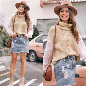 Colorblock knit turtleneck